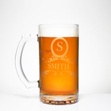 Load image into Gallery viewer, Personalized Beer Mug - Tavern or Ornate Family Name