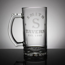 Load image into Gallery viewer, Personalized Beer Mug - Tavern or Ornate Family Name
