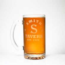 Load image into Gallery viewer, Personalized Beer Mug - Tavern or Ornate Family Name
