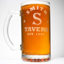 Load image into Gallery viewer, Personalized Beer Mug - Tavern or Ornate Family Name
